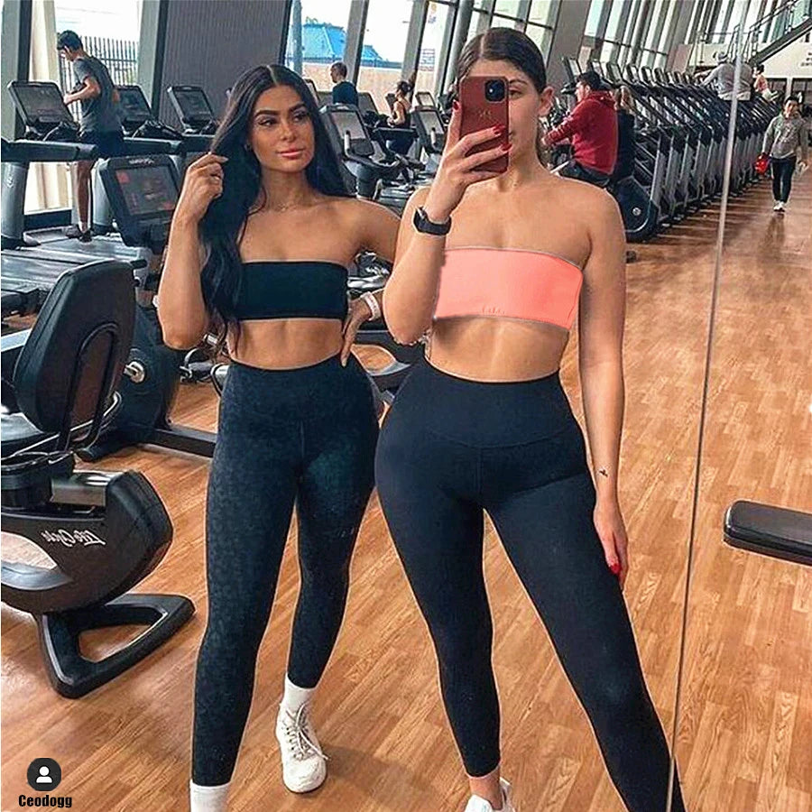 Pad Tube Tops Sports Bra Women Fitness Bra Intimate Strapless Bustier Bandeau Breathable Wrapped Chest Underwear Yoga Bra