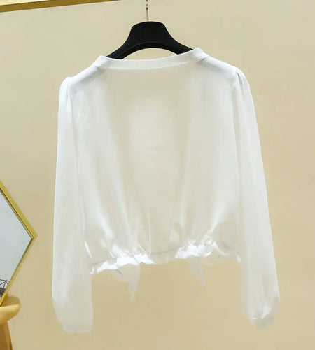 Summer Elegant White Jacket Women Chiffon Shawl Cape Lady Short Coats Tops Beach Sun Protection Thin Coat Womens Fashion