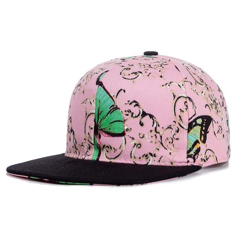 Women Cap Fashion Cotton Butterfly Flower Digital Printing Baseball Cap Female Outdoor Street Hip Hop Snapback Hat