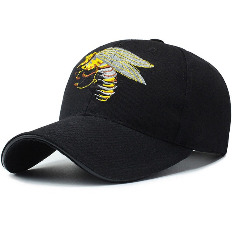 Fashion Bee 3D Embroidery Women Men Baseball Caps Female Male Sport Visors Snapback Hat Black Cool Sun Cap Hat For Women Men