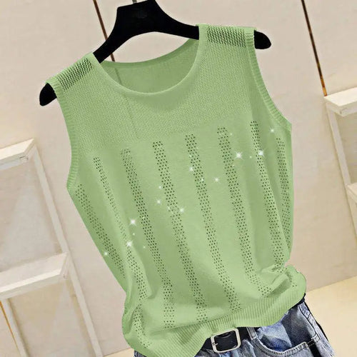 Load image into Gallery viewer, Women&#39;s Short Sexy Top Basic Tanks Hollow Out Shiny Sleeveless Tops Vest 2021 Summer Slim Open Back Vest Ladies Clothing Vest
