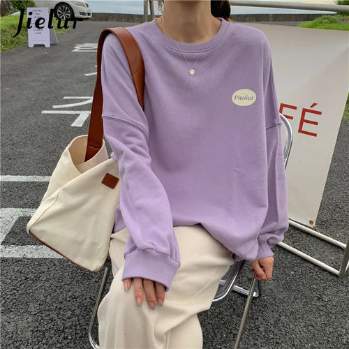 Load image into Gallery viewer, Autumn Style Korean Loose Long-sleeved Letter Printed O-neck Sweatshirt Women Leisure Oatmeal Hoodies Young Pullovers
