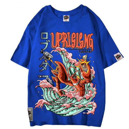 Load image into Gallery viewer, T shirt Crayfish attack counterattack personality short-sleeved T-shirt original fashion brand street hip hop tee
