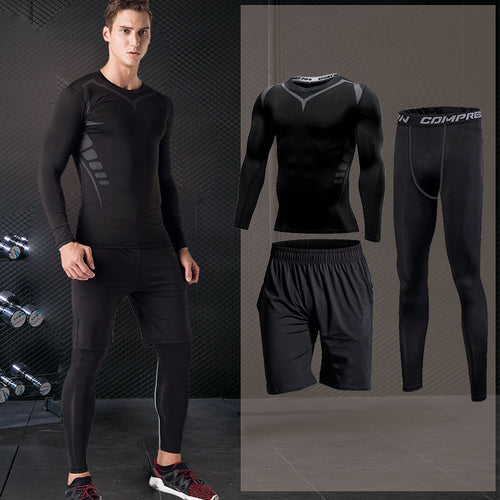 Load image into Gallery viewer, Men&#39;s Tracksuit Sport Suit Gym Fitness Compression Sports Clothing Outdoor Running Set Training Jogging Tight Sportwear Dry Fit
