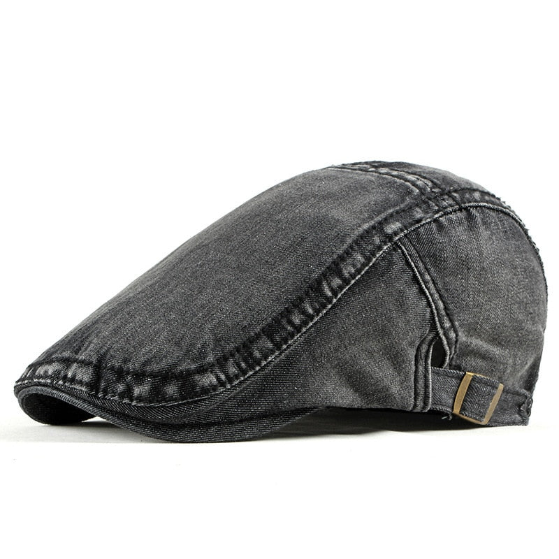 Solid Denim Men's Beret Caps Washed Summer Berets Hat For Women Bone Casquette Adjustable Sun Visors Size 55-60cm