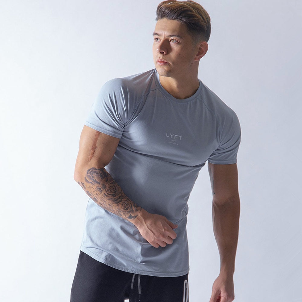 White Casual Short Sleeve T-shirt Men Gym Fitness Cotton Shirt Male Bodybuilding Workout Skinny Tee Tops Summer Fashion Clothing