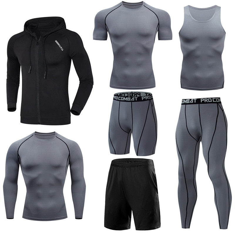 Men Running Jogging Training Clothes Sets Football Basketball Cycling Fitness Sport Wear Kits Teenager Compression Sportswear