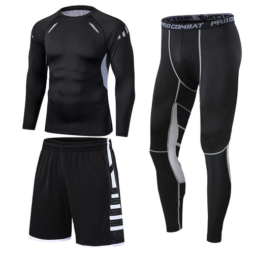 Load image into Gallery viewer, Men&#39;s Running Tracksuit Training Fitness Sportswear Set Compression Leggings Sport Clothes Gym Tight Sweatpants Rash Guard Lycra v1
