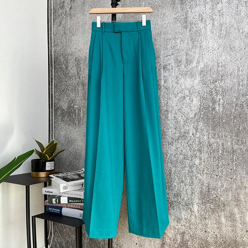 Load image into Gallery viewer, Minimalist Solid Wide Leg Pants For Women High Waist Straight Casual Loose Black TrousersFemale Fashion
