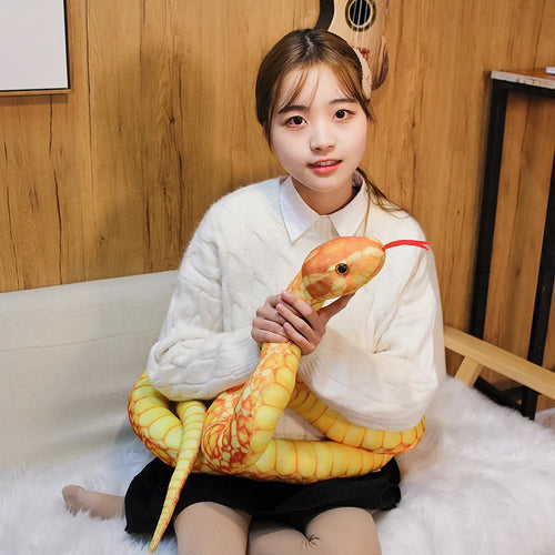 Load image into Gallery viewer, 1pc 110/200cm Simulation Cobra and Python Snake Plush Toy Soft Stuffed Zodiac Dolls Funny Gift for Children Kids Party Toys
