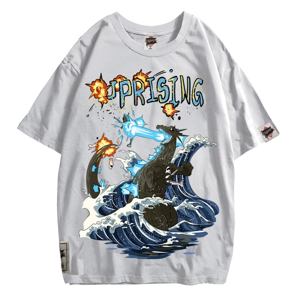 Dinosaur Hip Hop T Shirt Streetwear Oversized Funny Men Harajuku T-Shirt Japanese Style Summer Tops Tees Cotton anime Tshirt