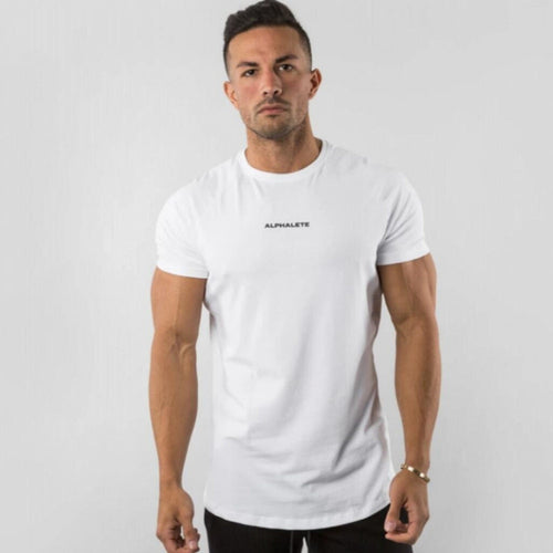 Load image into Gallery viewer, Gym Cotton T-shirt Men Fitness Workout Slim Short Sleeve Shirt Male Bodybuilding Sport Training Tee Tops Summer Casual Clothing
