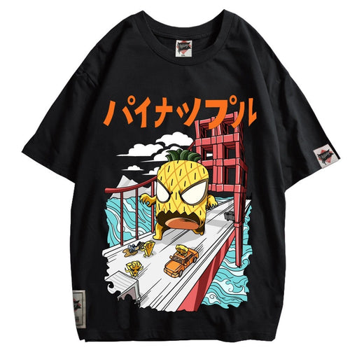 Load image into Gallery viewer, Men Pineapple Hip Hop T Shirt Japanese Harajuku attack Monster T-Shirt Streetwear Summer Tops Tees Cotton Tshirt Oversized
