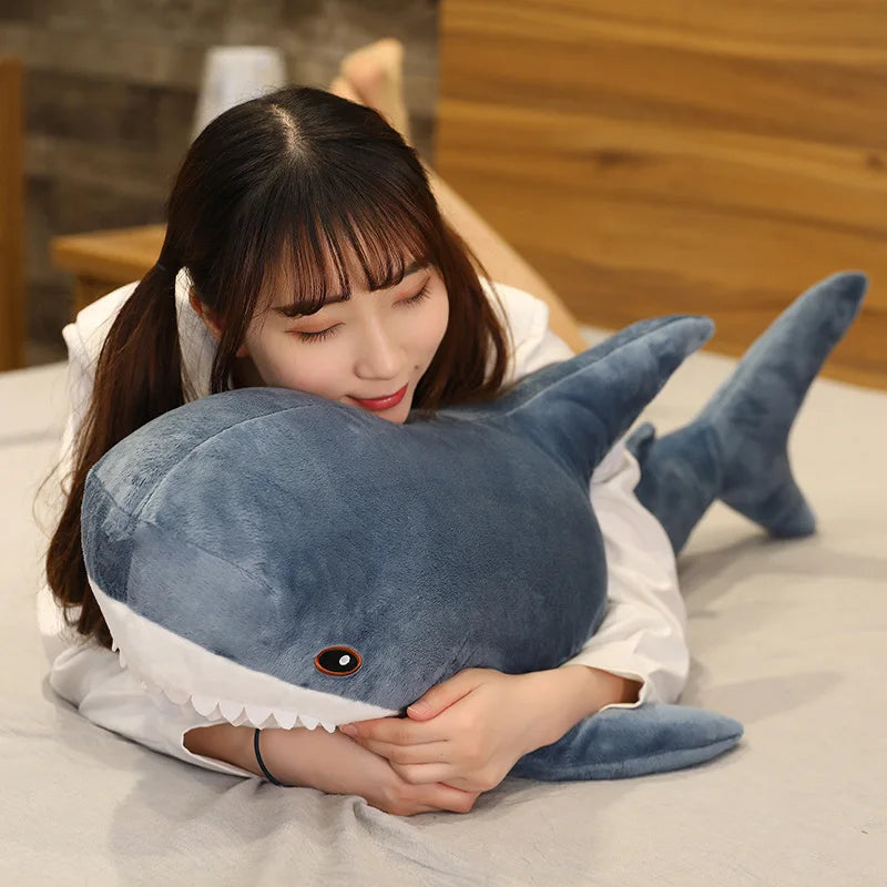 Hot 140cm Giant Shark Plush Toy Soft Stuffed Speelgoed Animal Reading Pillow for Birthday Gifts Cushion Doll Gift For Children