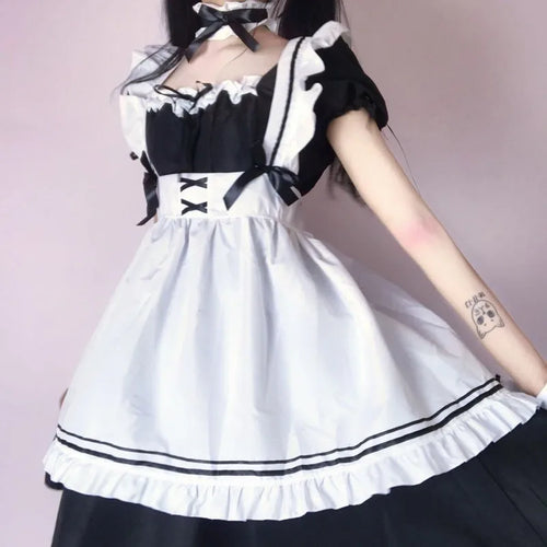 Load image into Gallery viewer, Kawaii Maid Dress Lolita Maid Cosplay Costume Uniform Japanese Cute Milkmaid Sexy Waitress Dress Puff Sleeve Outfit Women
