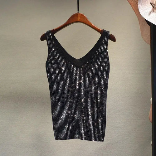 Load image into Gallery viewer, Women&#39;s Sexy Sequin Tank Tops Sequin Lace Up Tops V-neck Jacket Basic Camis Vest 2021 Fashion Women Clothing Top Corset
