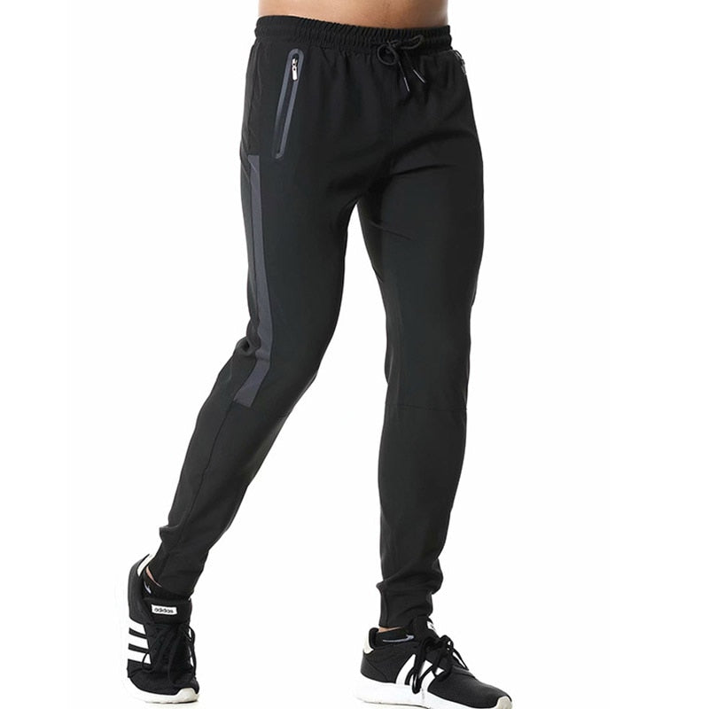 Jogging Pants For Men Breathable Sport Sweatpants With Zip Pocket  Gym Training Workout Athletic Soccer Running Trousers Black