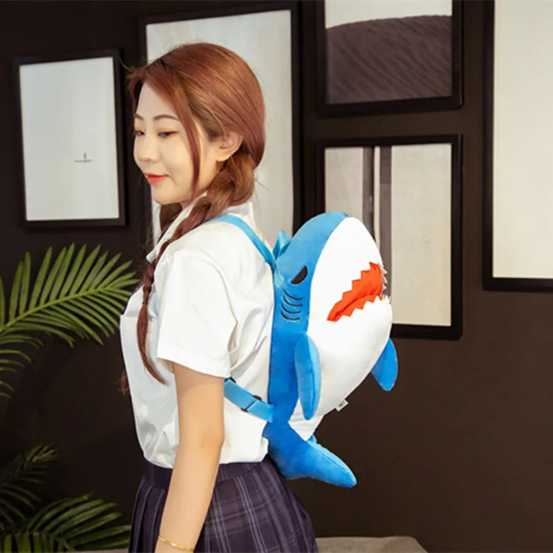 1pc 50cm Kawaii Shark Backpack Plush Pillow Stuffed Soft Animal Dolls Nice Birthday Gift for Girls Baby Dolls