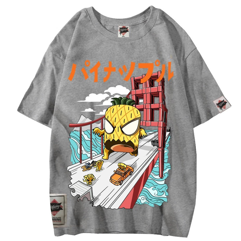 Men Pineapple Hip Hop T Shirt Japanese Harajuku attack Monster T-Shirt Streetwear Summer Tops Tees Cotton Tshirt Oversized