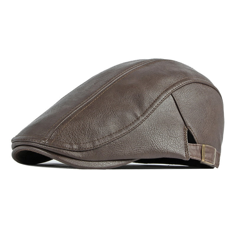 Solid PU Leather Berets Fashion Men's Caps Keep Warm Women Women's Winter Hat Beret Cap Trucker Hats for Adult