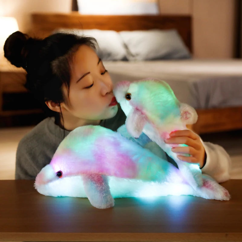 30/45cm Glowing Dolphin Plush Doll Luminous Pillow Cushion Colorful LED Light Animal Stuffed Toys Gift For Children Kids Girls