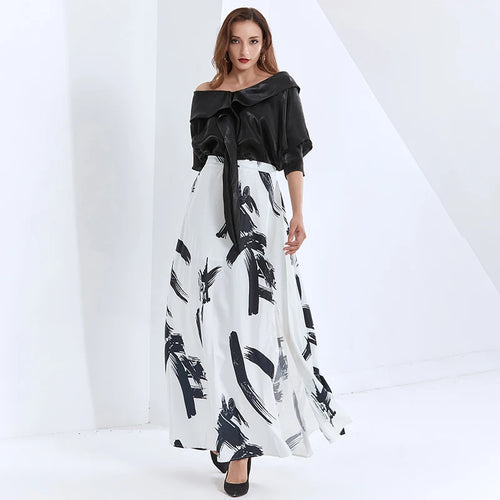 Load image into Gallery viewer, Printed Hit Color Skirt For Women High Waist Large Size Maxi Casual Skirts Female Fashion Clothing Spring
