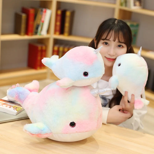 Load image into Gallery viewer, 28cm Stuffed Ocean Sea Animals Rainbow Whale Doll Soft Plush Animal Toy For Children Christmas Gift kid Brinquedos
