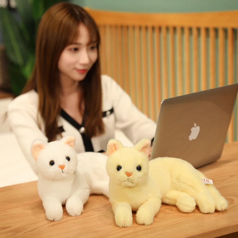 White Cat Plush Toy Soft Kawaii Plushie Anime Pillows Lovely Cartoon Animal Stuffed Doll Girls Valentine Day Gifts Ornaments