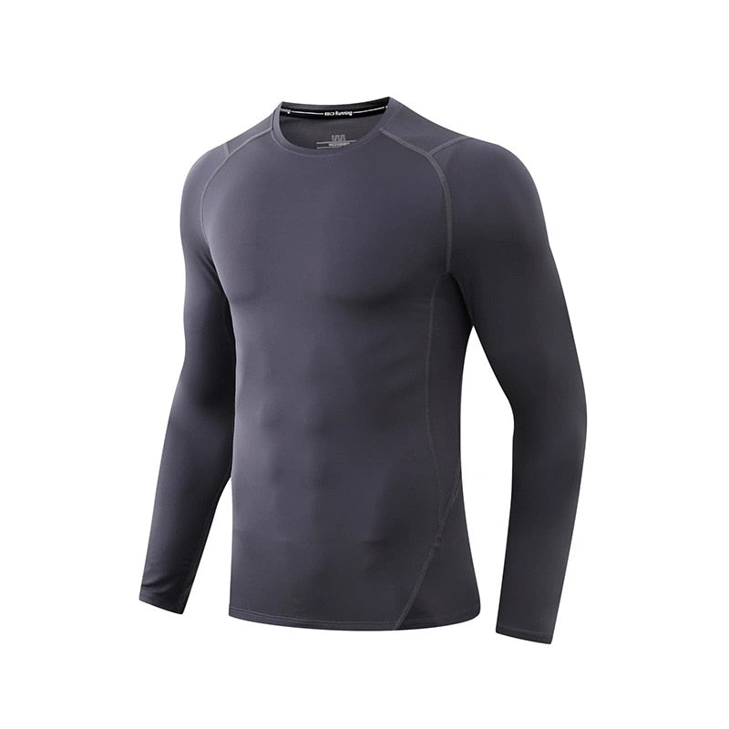 Men Compression Sweatshirt Running Elastic Compression Tshirt Fitness Tight Sport Clothes Jogging Training Sportswear Rash Guard