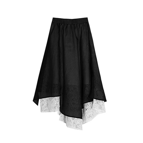 Load image into Gallery viewer, Vintage Patchwork Lace Skirt For Women High Waist Casual Ball Gown Skirts Female Fashion Clothing Style

