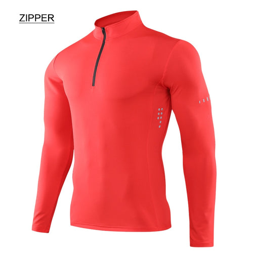 Load image into Gallery viewer, Men Tight Sport T-Shirt Long Sleeve Gym Running Clothing Fitness Compression Sportswear Zip Pullover Hiking Rashgard Sweatshirt
