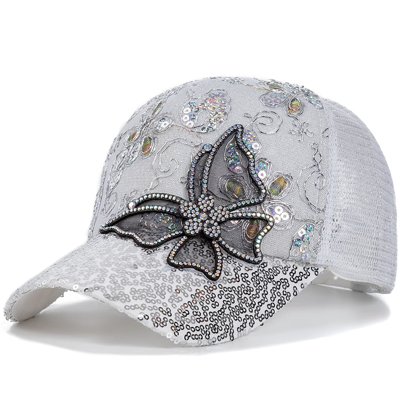 Fashion Women's Cap Butterfly Flower Pendant Baseball Cap Female Outdoor Adjustable Streetwear Summer Trucker Hat