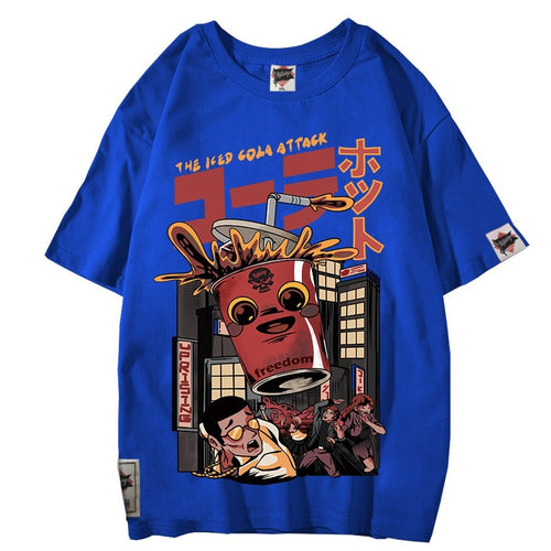 Load image into Gallery viewer, Japanese Harajuku Cartoon Cola Demonization Men Hip Hop T Shirt Monster T-Shirt Streetwear Summer Tops Tees Cotton Tshirt HipHop
