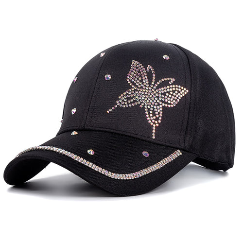 Load image into Gallery viewer, Fashion Women&#39;s Hat Butterfly Star Diamond Baseball Cap Female Outdoor Adjustable Streetwear Cap
