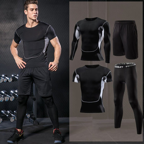 Load image into Gallery viewer, Men&#39;s Gym Training Fitness Sportswear Athletic Physical Workout Sweatpants Suit Running Jogging Sport Clothing Tracksuit Dry Fit

