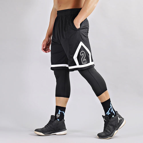 Load image into Gallery viewer, 2pcs Set Men Running Compression Sport Pant Suit Basketball Jersey Sweatpants for Youngster Male Workout Elastic Leggings Shorts
