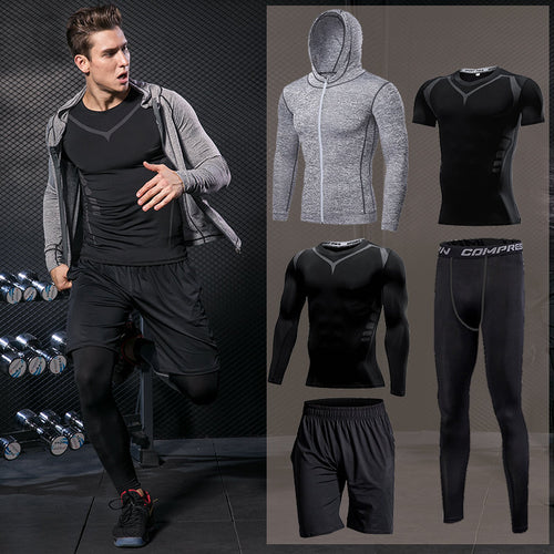 Load image into Gallery viewer, Men&#39;s Tight Sports Suit Gym Fitness Compression Tracksuit Running Sport Set Jogging Sportwear Workout Sports Clothing Rash Guard
