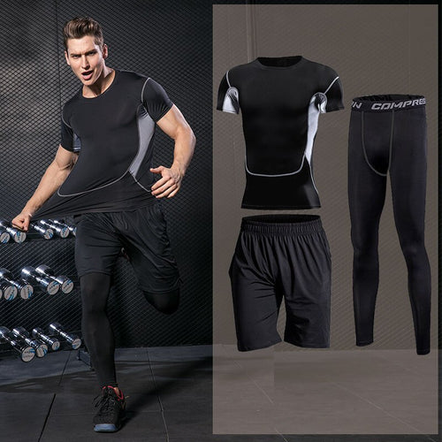 Load image into Gallery viewer, Men&#39;s Tracksuit Sport Suit Gym Fitness Compression Sports Clothing Outdoor Running Set Training Jogging Tight Sportwear Dry Fit
