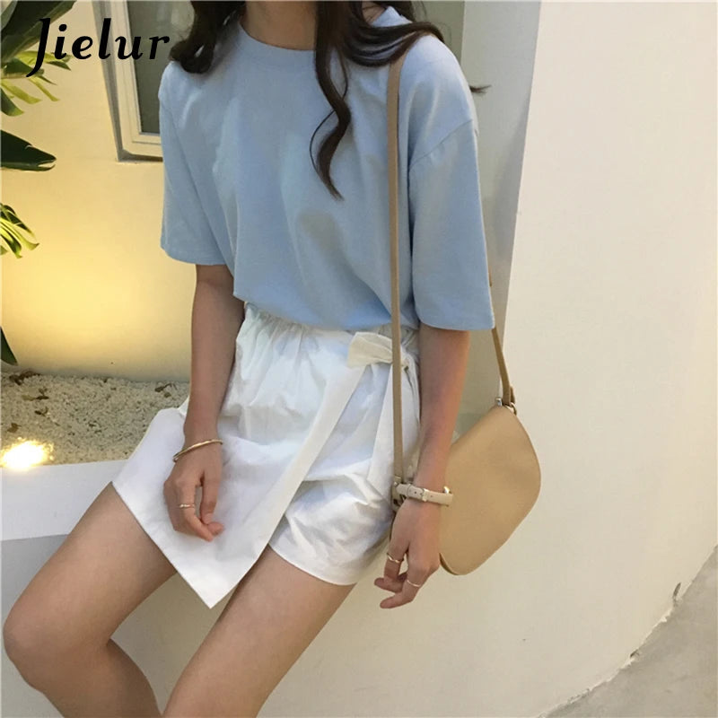 15 Colors Women's T-shirts Loose Casual Harajuku Basic Tee Shirt Summer Korean Female T-shirt S-XL Apricot White Tops