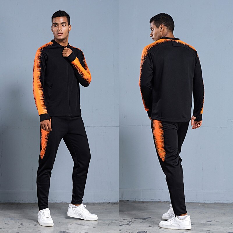 Men's Sportswear Soccer Jacket Tracksuit Football Training Set Autumn Winter Spring Long Sleeve Stand Full Zipper Top and Pants