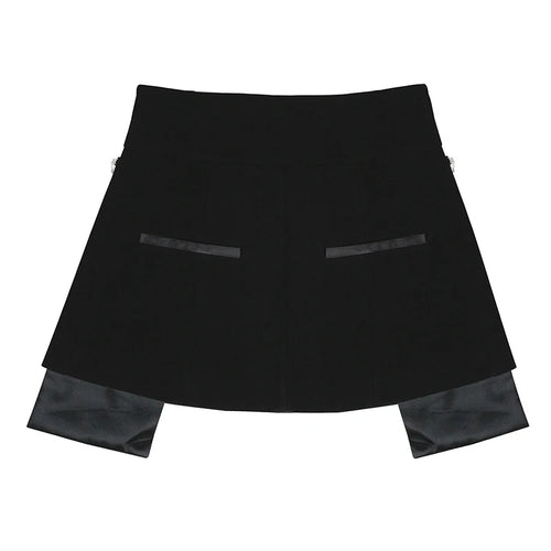 Load image into Gallery viewer, Casual Patchwork Diamond Skirt For Women Irregular Hem High Street Black Mini Skirts Female Fashion Clothing
