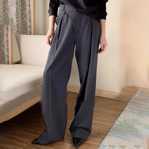 Load image into Gallery viewer, Casual Women Pants High Waist Ruched Loose Irregular Long Stragiht Trousers Female Spring Fashion Clothing

