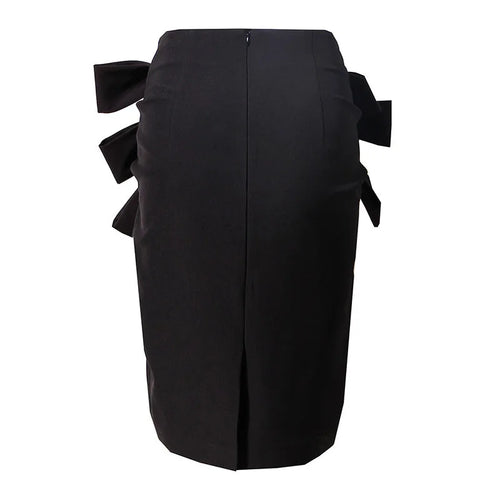 Load image into Gallery viewer, Bodycon Patchwork Bowknot Skirt For Women High Waist Black Midi Skirts Female Fashion Clothing Stylish
