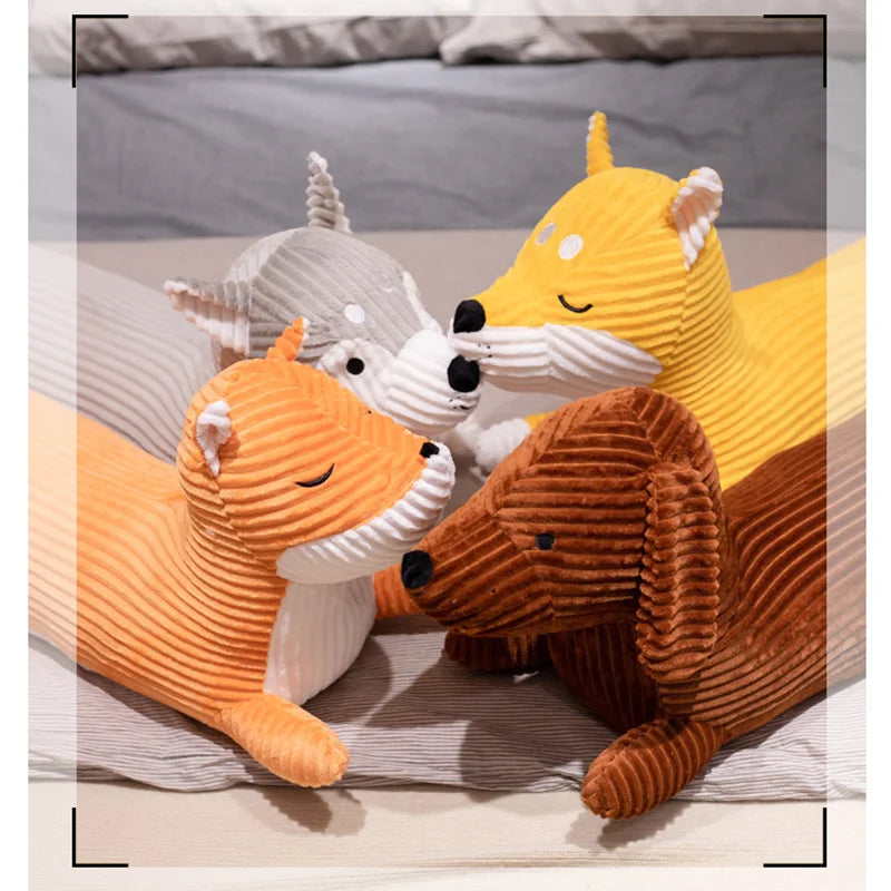 1pc 110cm Cartoon Long Body Fox &Husky Shiba Inu &Sausagedog Plush Toys Cute Animal Dolls Sleeping Pillow for Children Kids