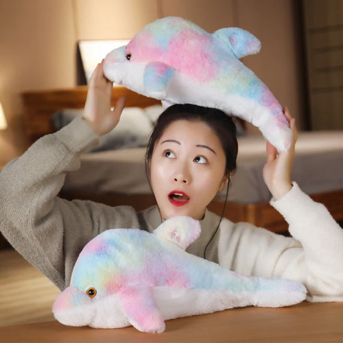 Load image into Gallery viewer, 30/45cm Glowing Dolphin Plush Doll Luminous Pillow Cushion Colorful LED Light Animal Stuffed Toys Gift For Children Kids Girls
