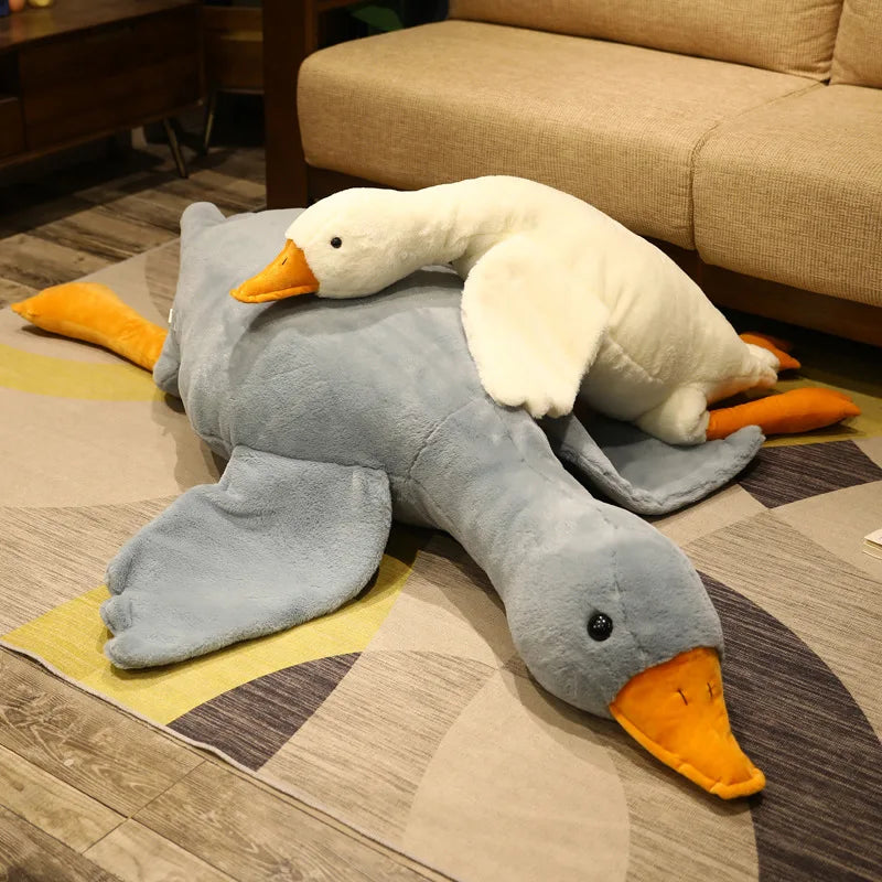 190cm Grey Duck Plush Toys Fluffy Sleeping  Pillow Cute Animal Stuffed Swan Goose Soft Dolls Floor Mat Kids Girls Birthday Gift