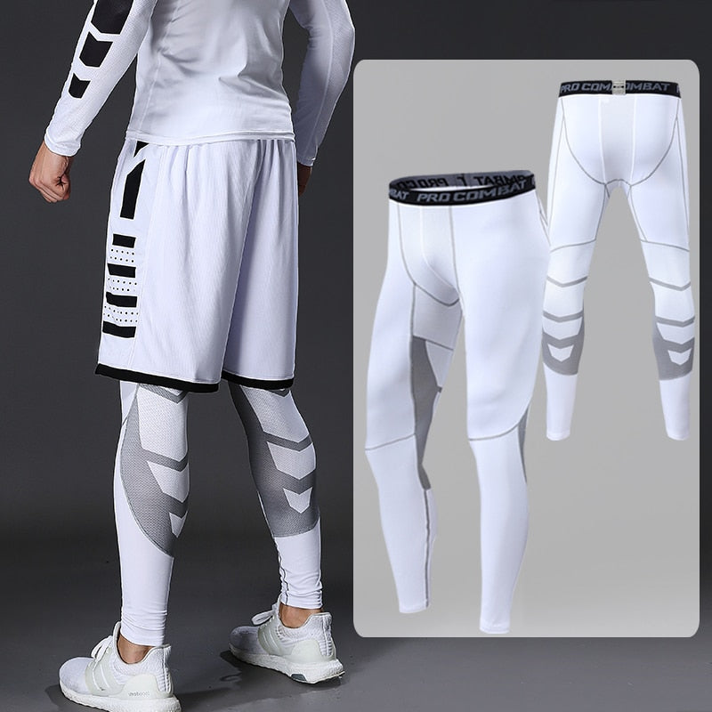 Men's Lycra Leggings Compression Sports Pants Cycling Running Basketball Football Sweatpants Fitness Tights Trousers Rash Guard