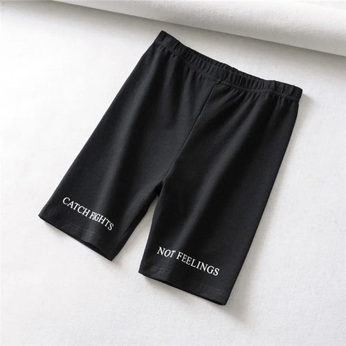 Load image into Gallery viewer, Summer biker shorts 2024 women elastic waist skinny fitness korean casual sexy Letter print black shorts pantalones black
