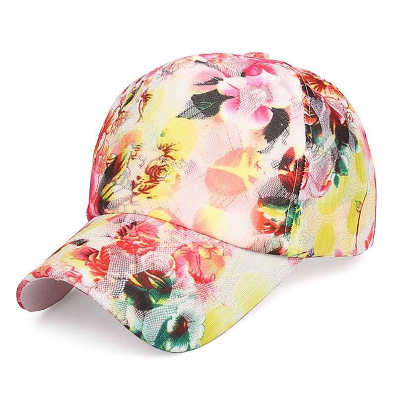 Summer Unisex lace floral print women Baseball Caps  Breathable Mesh Snapback Hats fashion Trucker Hats Cap Female