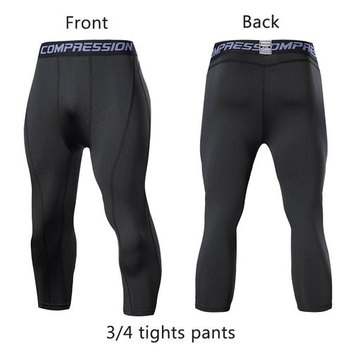 Load image into Gallery viewer, Men&#39;s Running Sport Tights Pants Basketball Cropped Compression Leggings Gym Fitness Sportswear for Male Athletic Trousers
